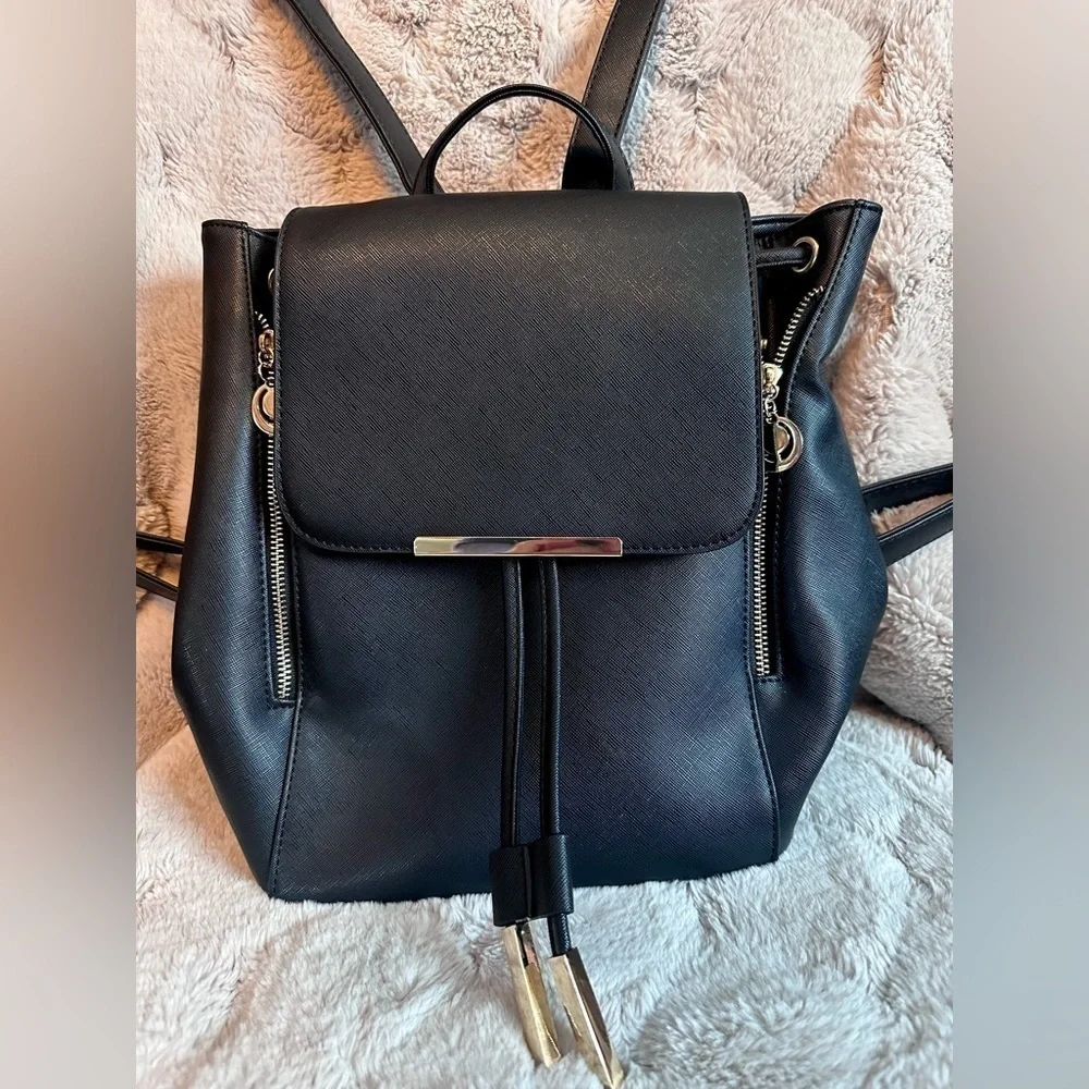 Faux Leather Backpack School Bag Student Backpack Women Travel bag Black Mini